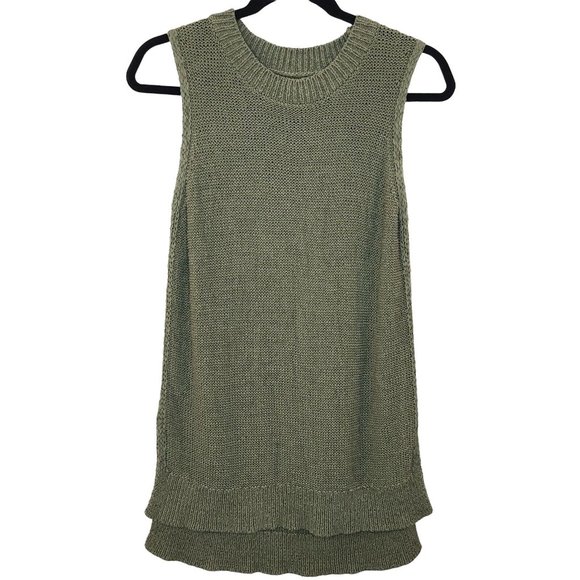 Lou & Grey Sweaters - Lou & Grey Sweater Women Small Green Linen Blend Knitted Sleeveless Tunic Casual